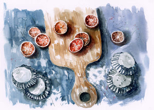 Blood Oranges - Digital Watercolour Print