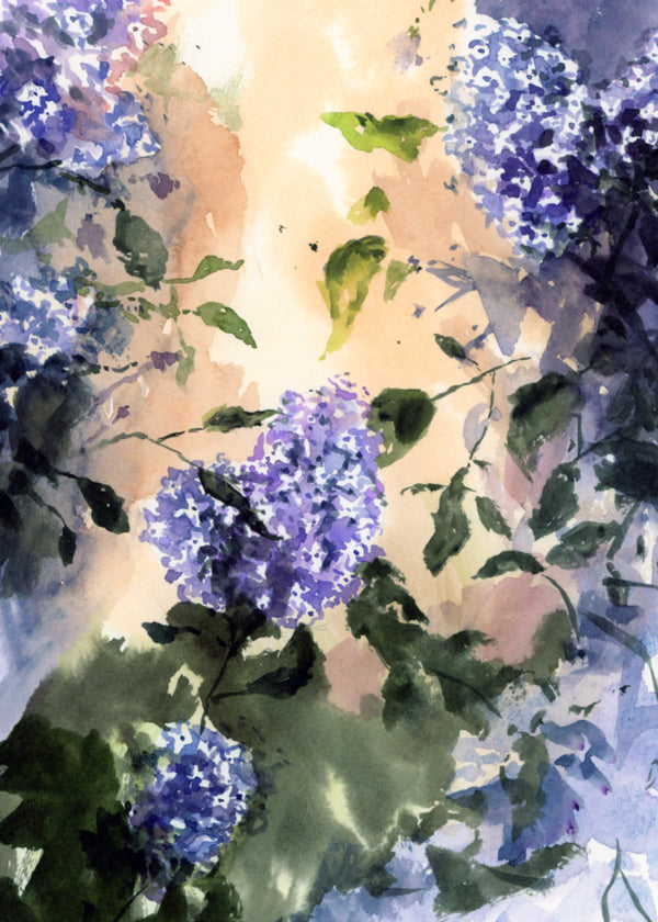 Evening Lilacs – Digital Watercolour Print, Floral Wall Art