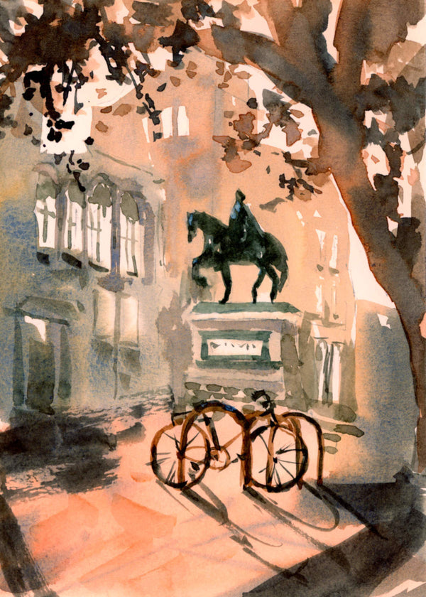 Golden Hour – Digital Watercolour Print, Cityscape Wall Art