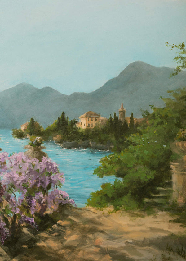Lakeside Escape – Digital Acrylic Print, Italian Landscape Wall Art